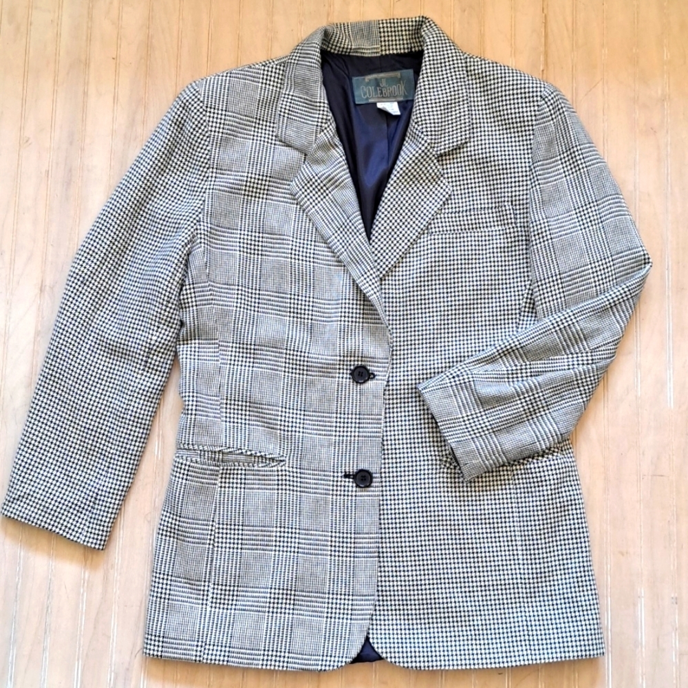 JL Colebrook Vintage Classic Tailored Stylish Houndstooth Double Lined Blazer.